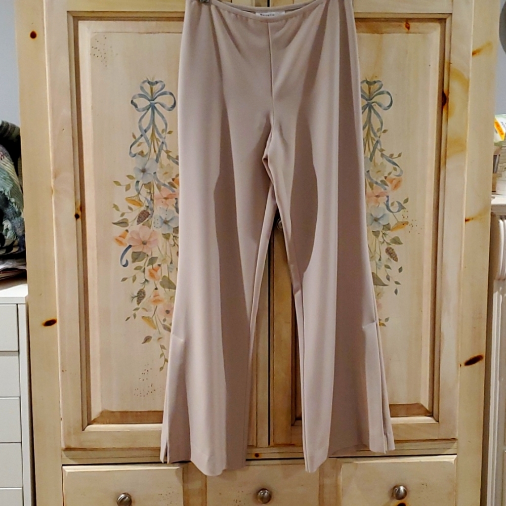 Pants Streamlined Dide Leg Pleat Taupe